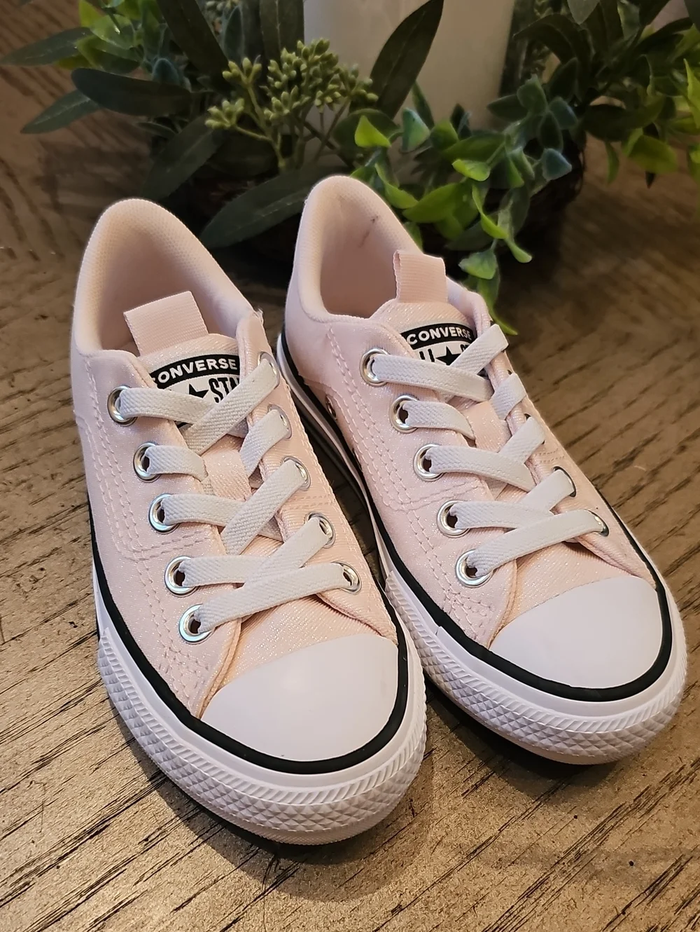 Converse Pink Shimmer Slip On Sneakers Size 12 NWOT